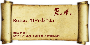 Reiss Alfréda névjegykártya